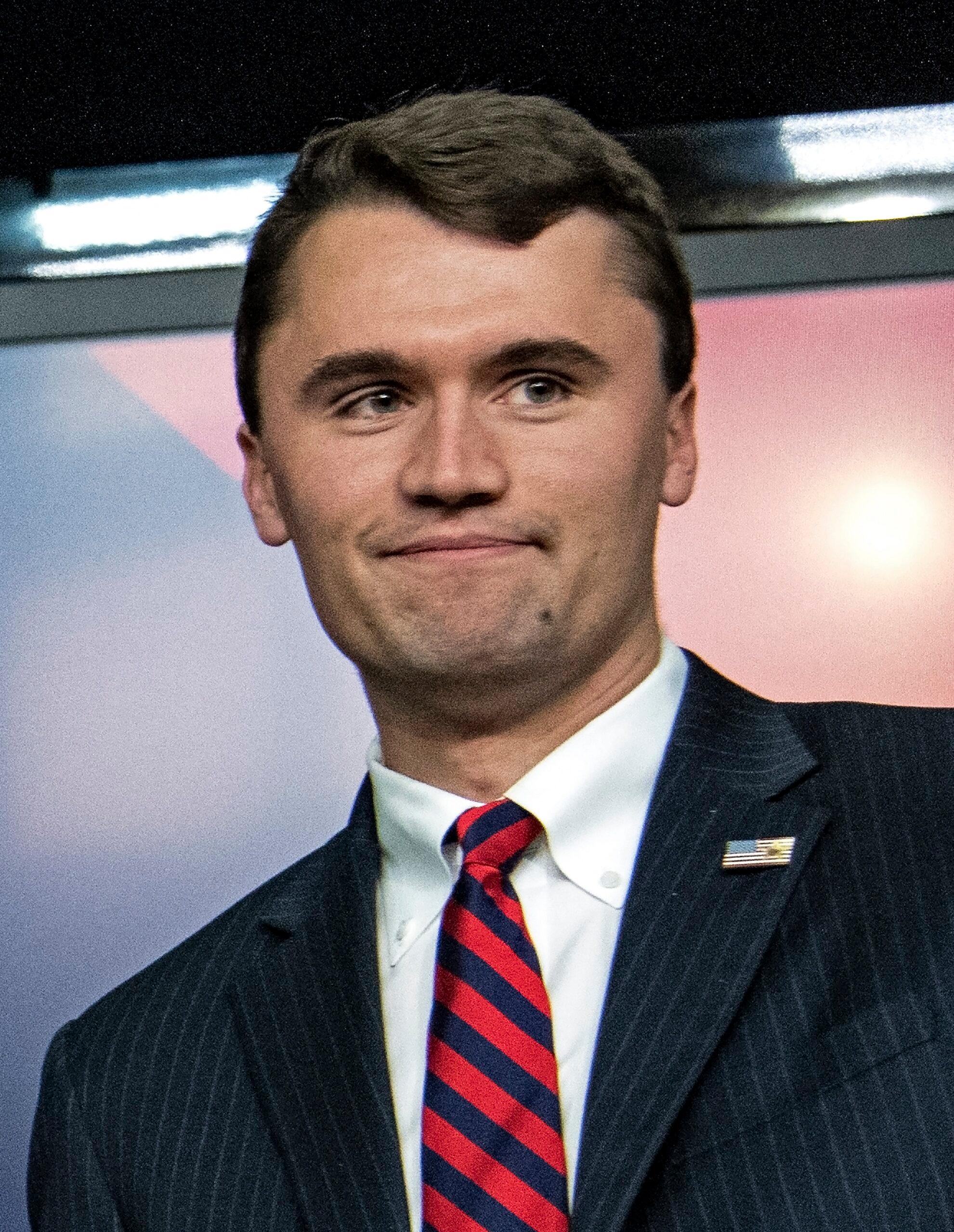 Charlie Kirk during a speaking event. 