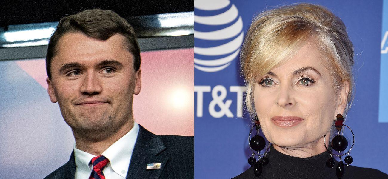 Photo collage of Charlie Kirk and Eileen Davidson.