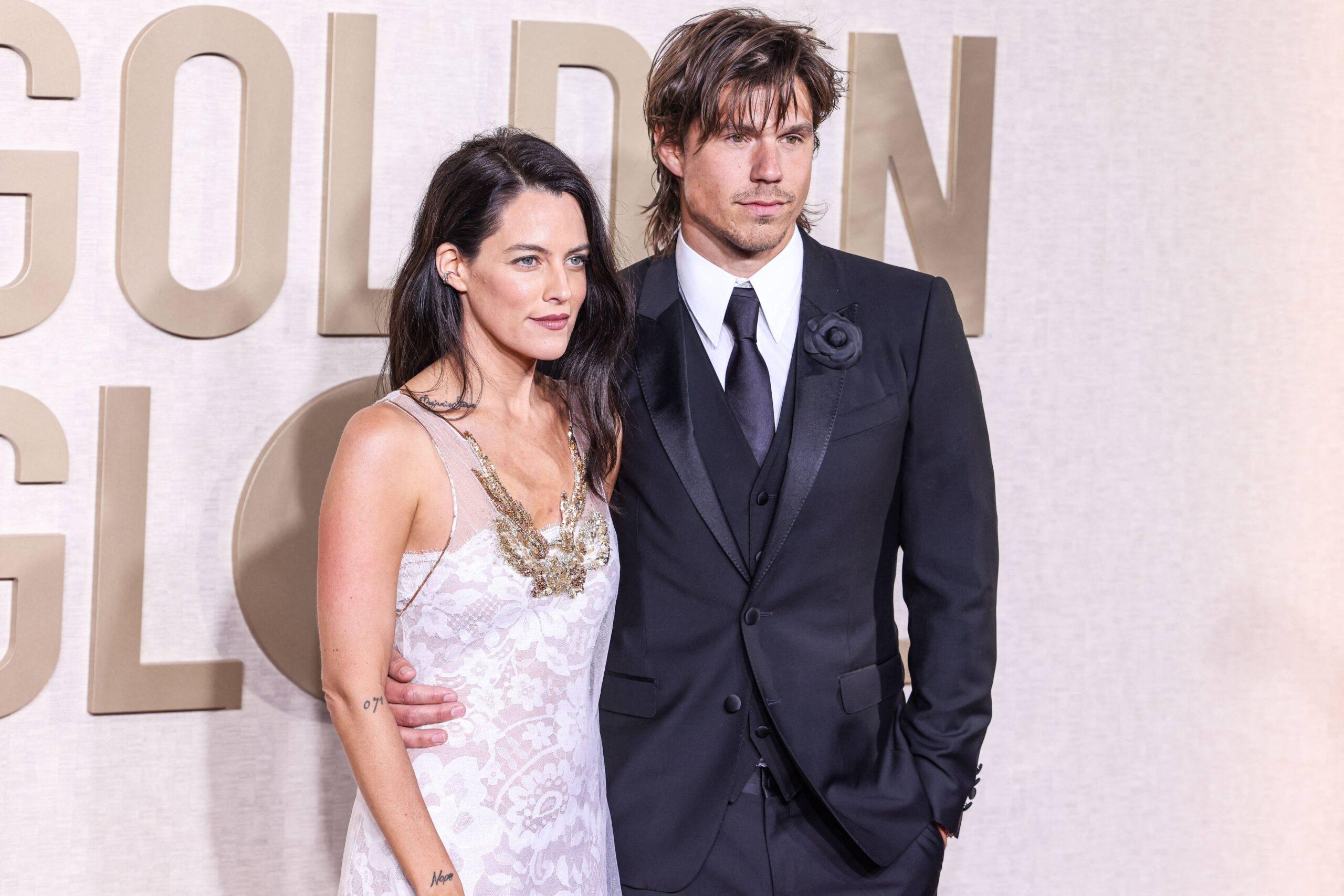 Riley Keough and Ben Smith-Petersen at the 81st Annual Golden Globe Awards