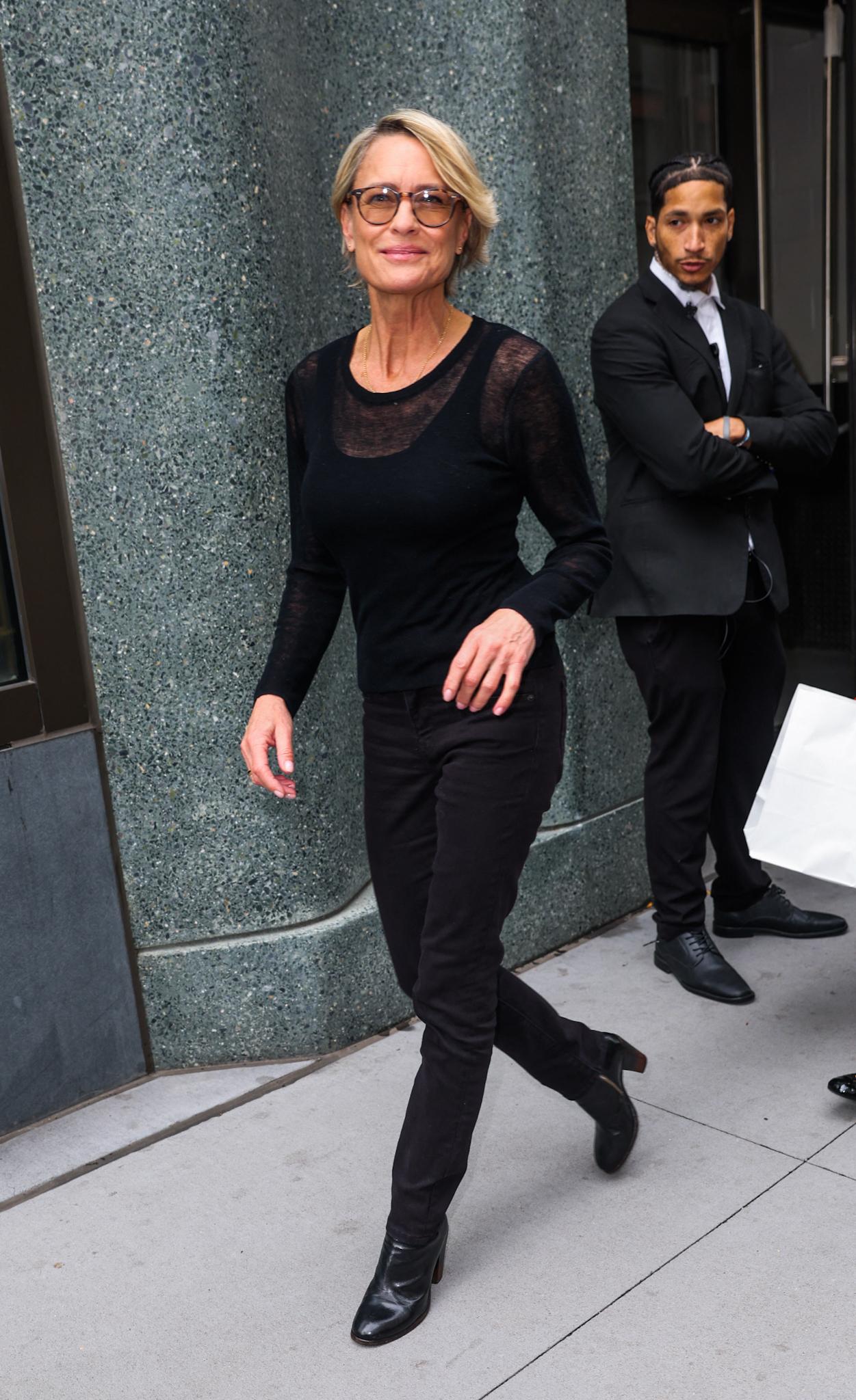 Robin Wright is all smiles while making an appearance on the View this morning New York City