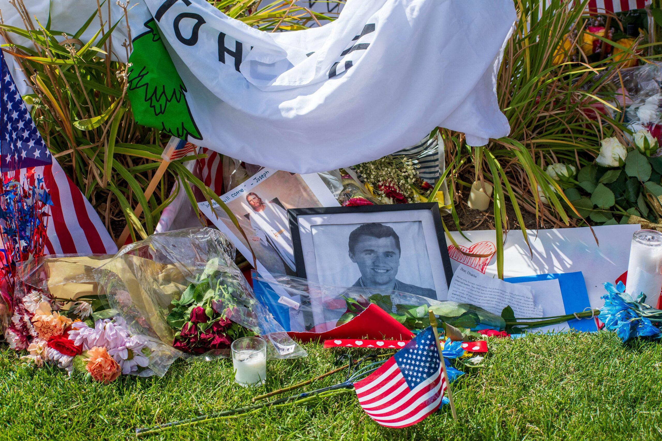 Makeshift Memorial For Charlie Kirk Outside Timpanogos Regional Hospital