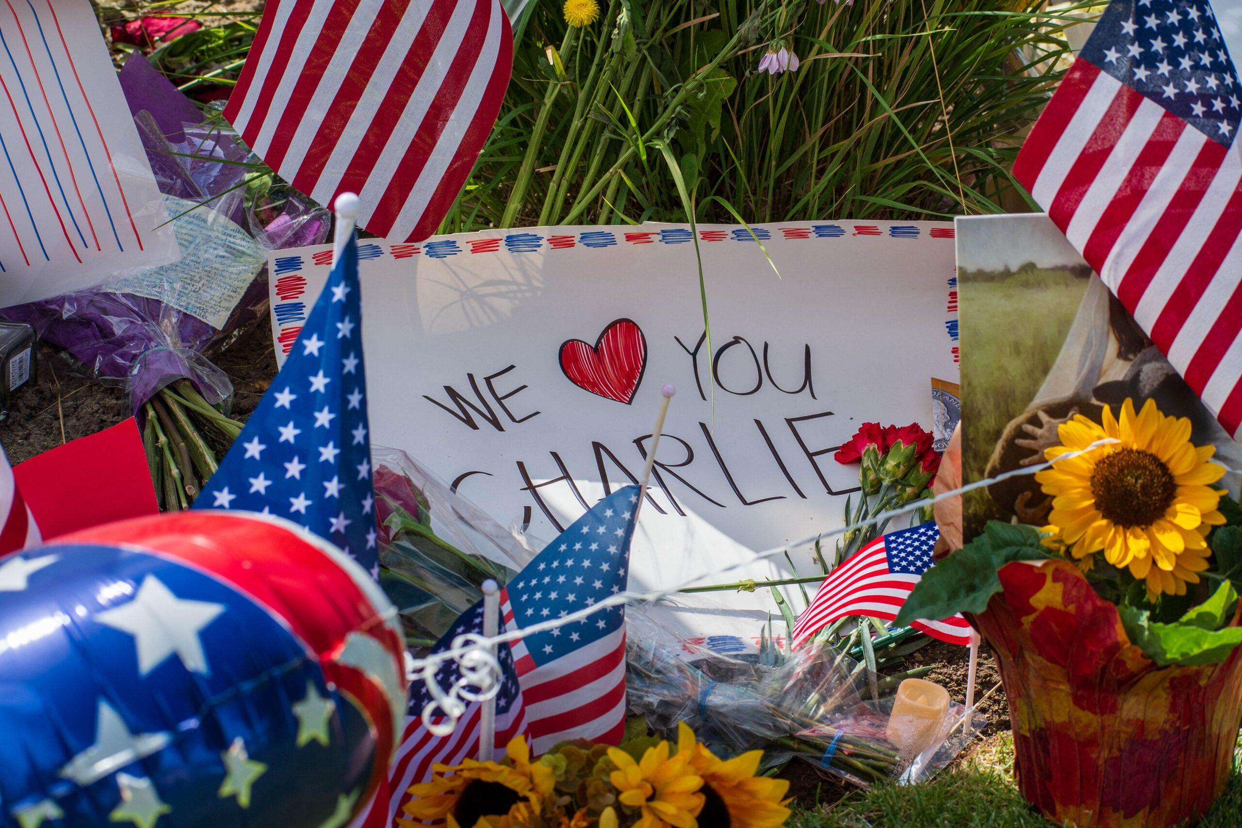 Makeshift Memorial For Charlie Kirk Outside Timpanogos Regional Hospital