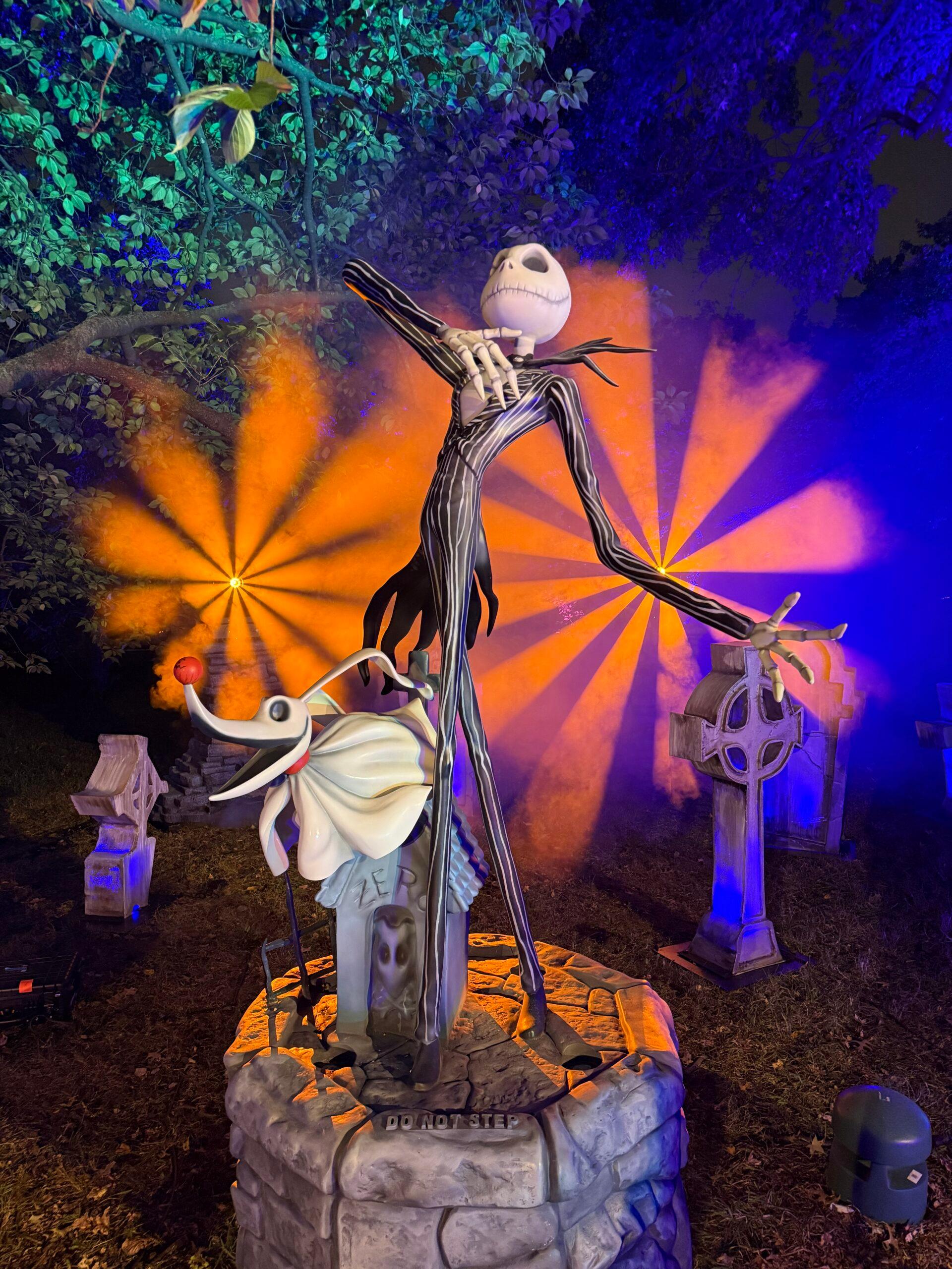 Jack and Zero at Nightmare Before Christmas light trail in new york