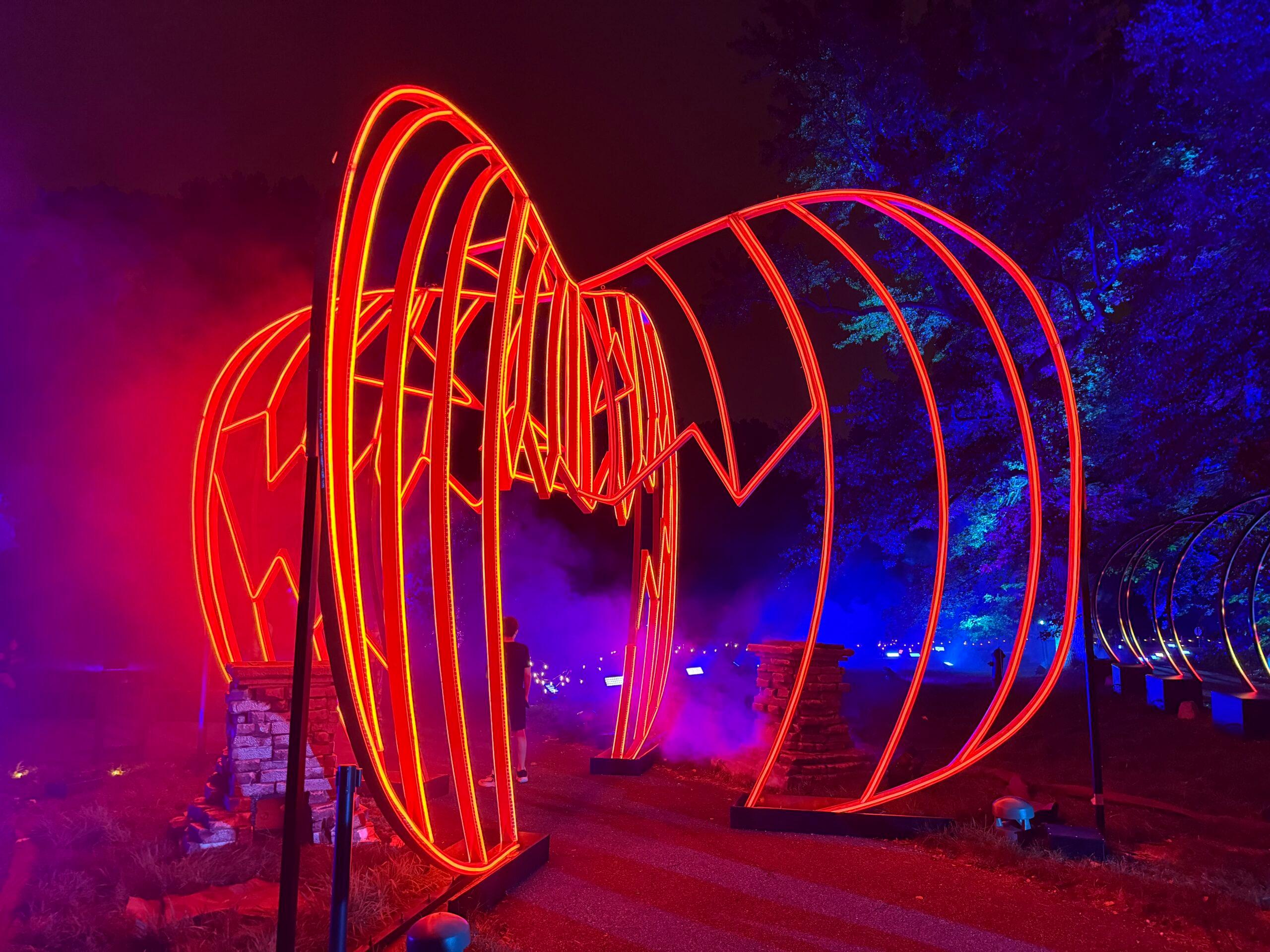 Pumpkin at Nightmare Before Christmas light trail in new york