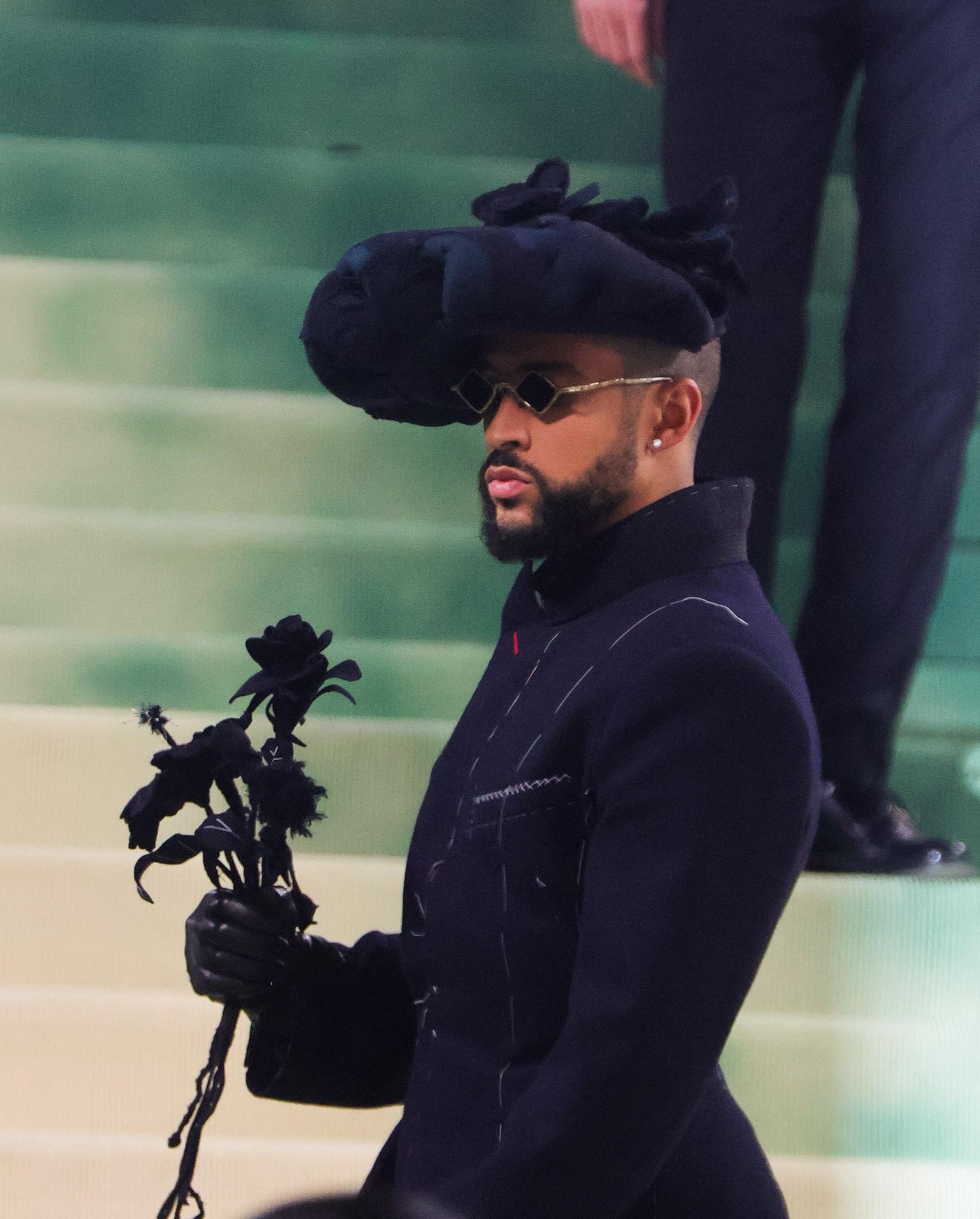 Bad Bunny seen attending the 2024 Met Gala this evening in New York City
