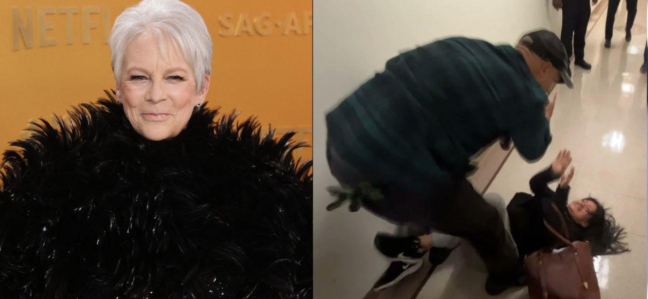 Jamie Lee Curtis (left) ICE agent (right)