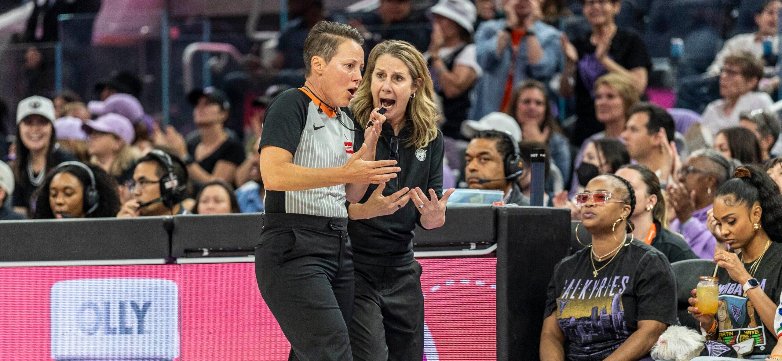 Cheryl Reeves screaming at a WNBA ref.