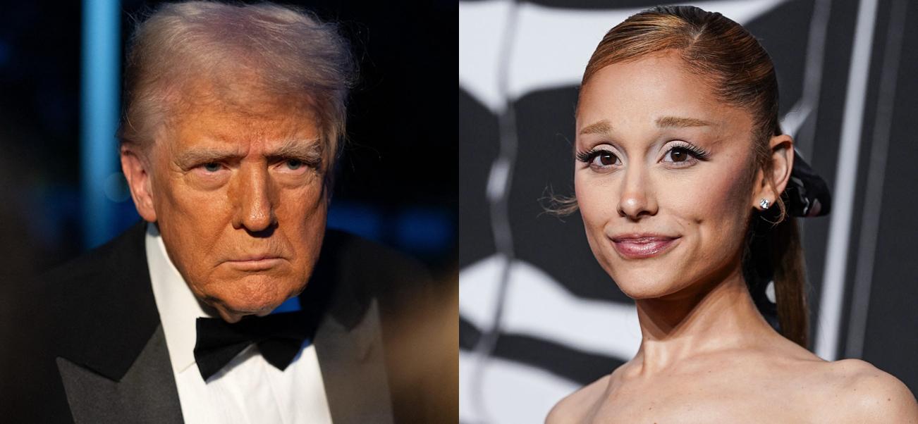 A photo collage of Donald Trump and Ariana Grande