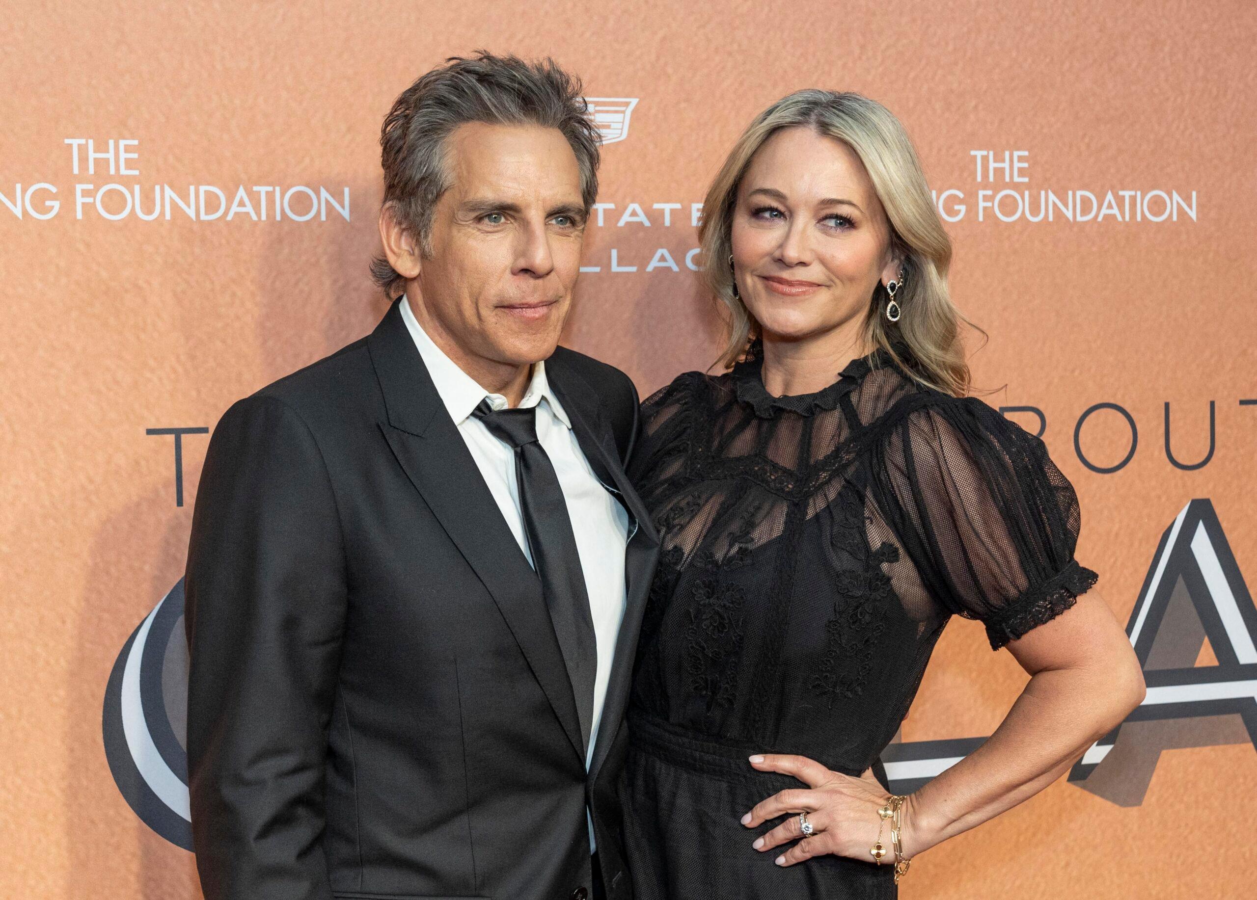 Ben Stiller e Christine Taylor na gala 2025 da Roadabout Theatre Company