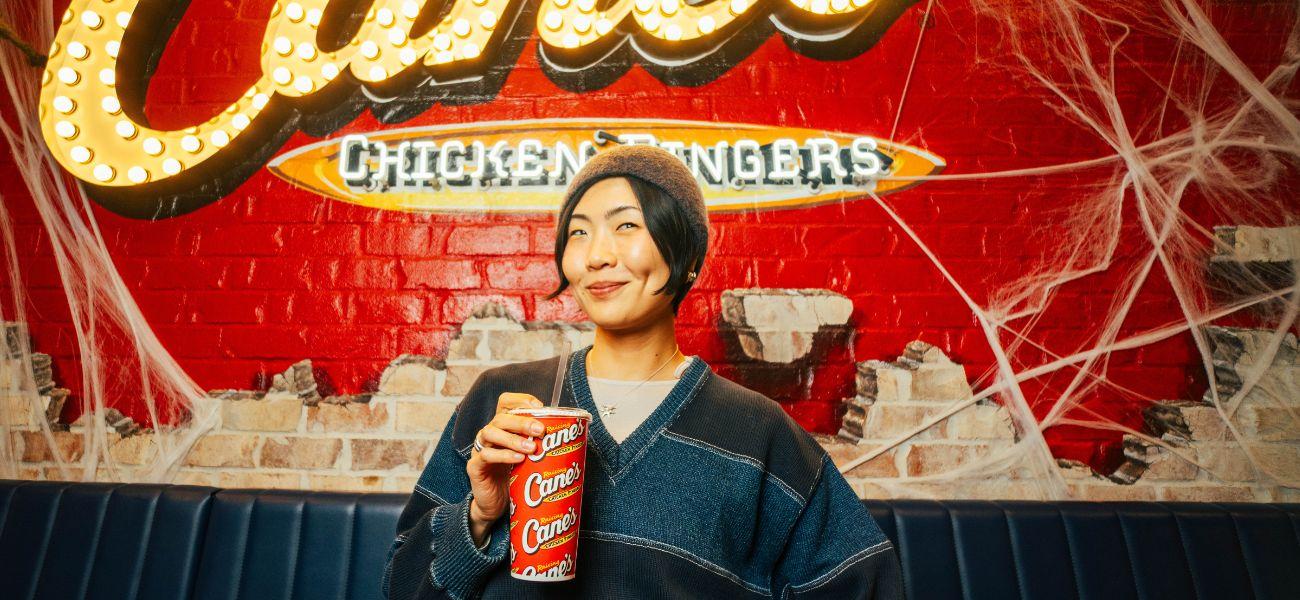 May Hong during a surprise “shift” at Raising Cane’s Times Square Global Flagship