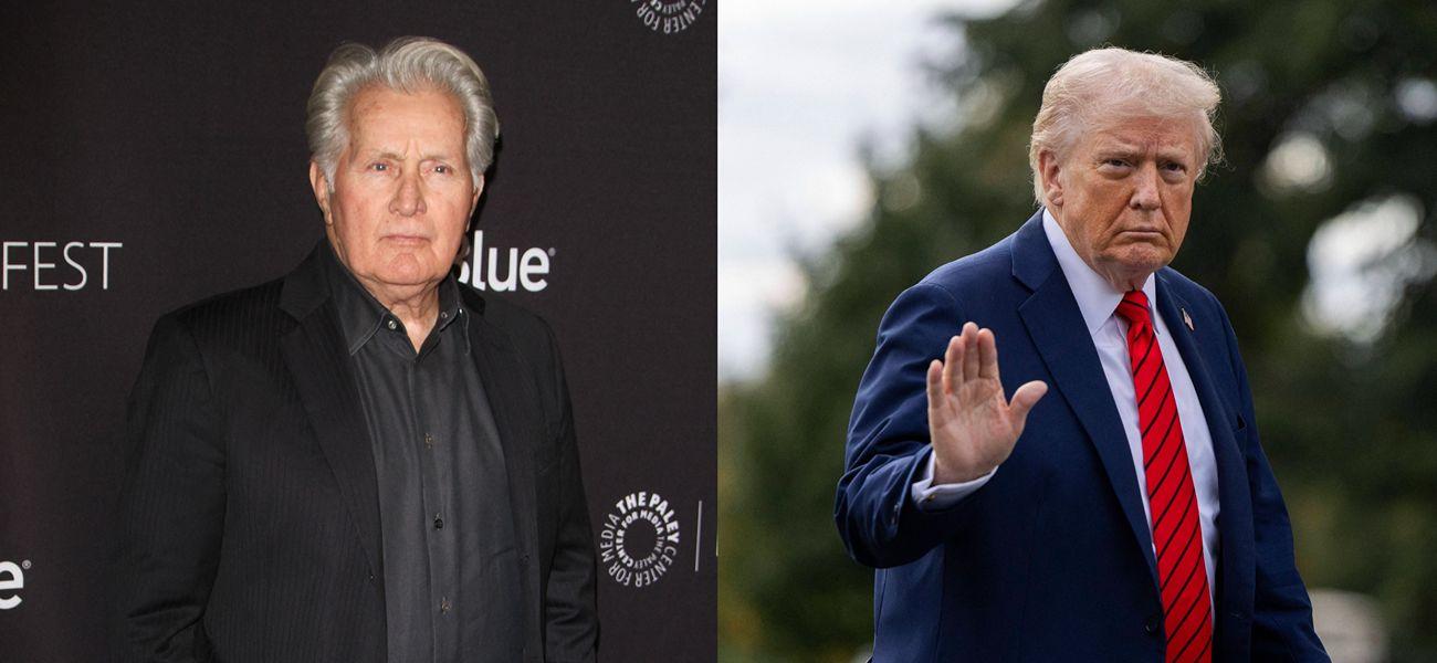 A photo collage Martin Sheen and Donald Trump