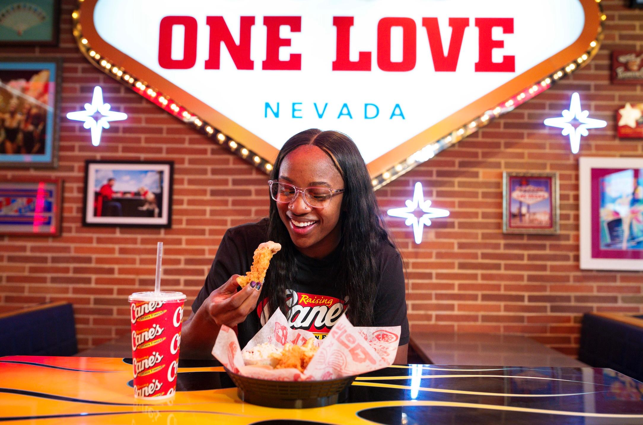 Jackie Young eats Rising Ken chicken fingers