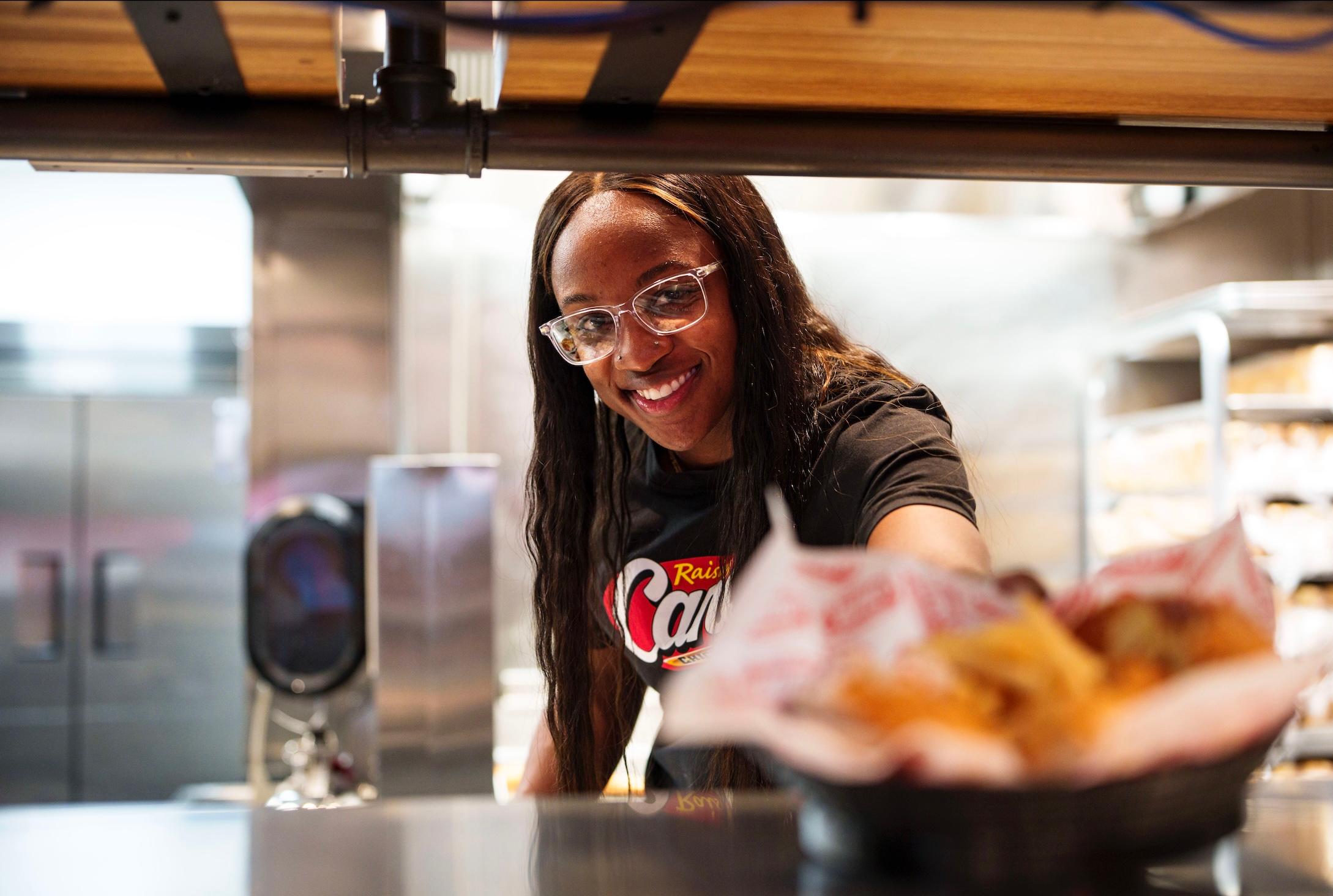 Jackie Young works as a "Converts" At Raising Cane's in Las Vegas
