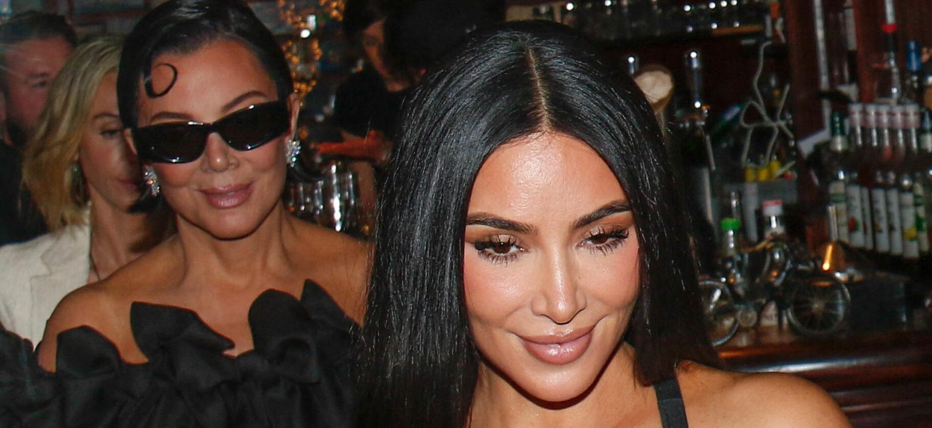 Kim Kardashian and Kris Jenner arriving at Ferdi restaurant in Paris