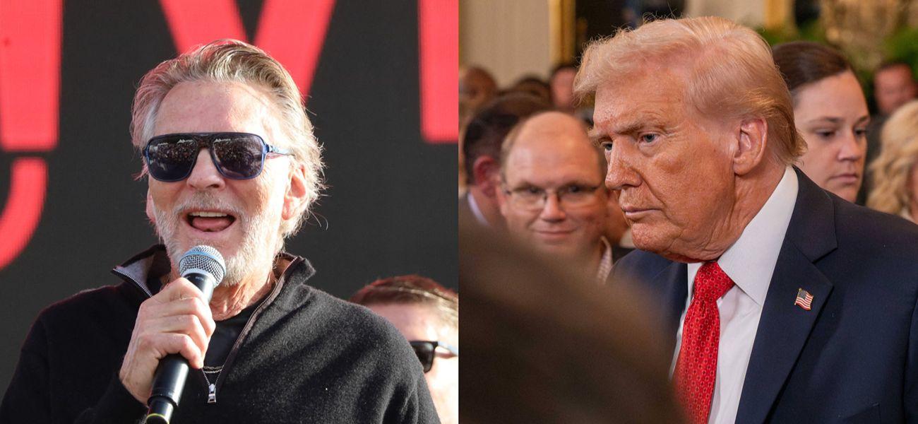 A photo collage of Kenny Loggins and Donald Trump
