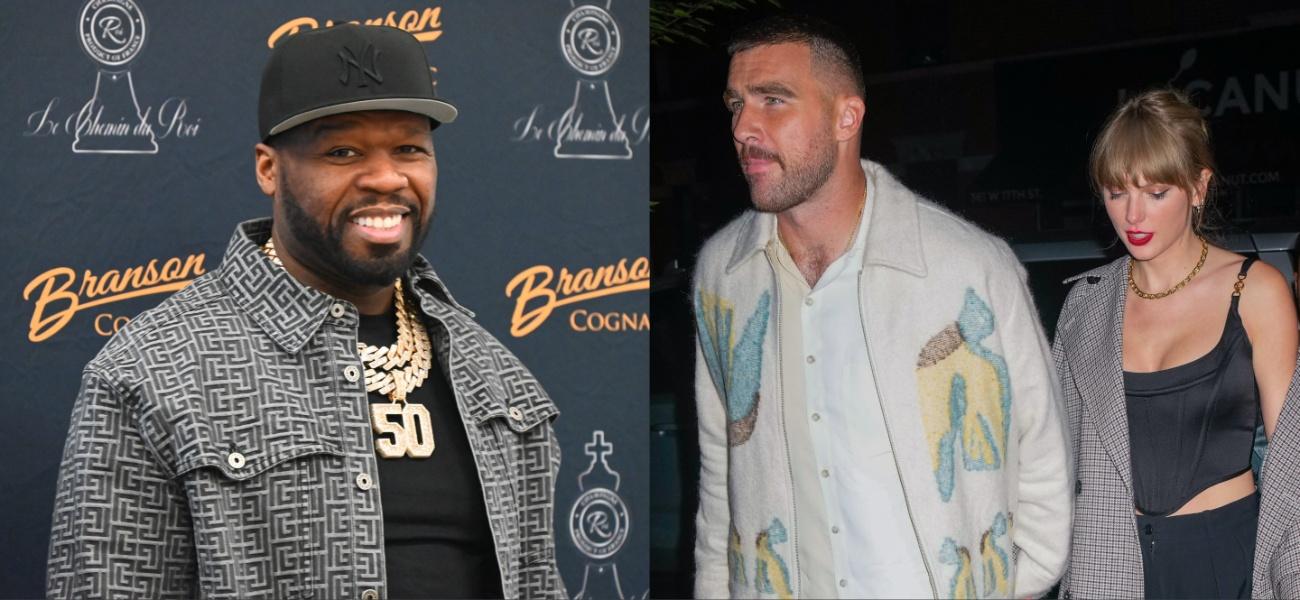 50 Cent and Taylor Swift and Travis Kelce Collage