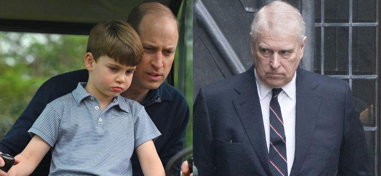 Prince Louis and Prince William, Prince Andrew photo collage