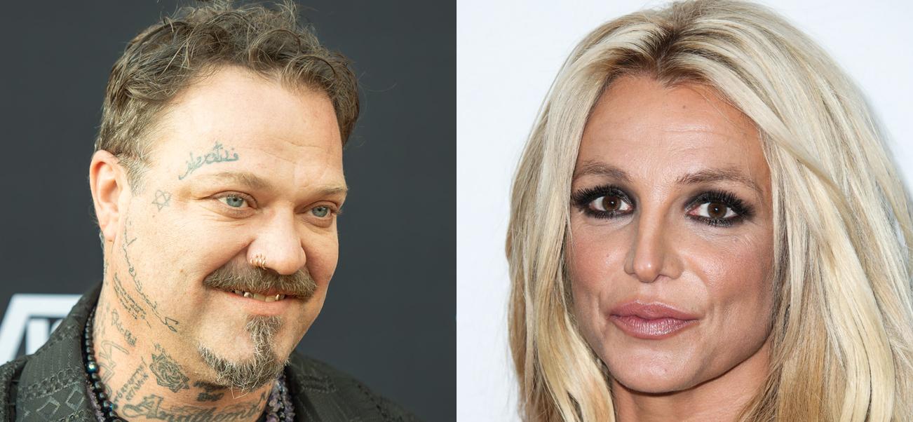 A photo collage of Bam Margera and Britney Spears