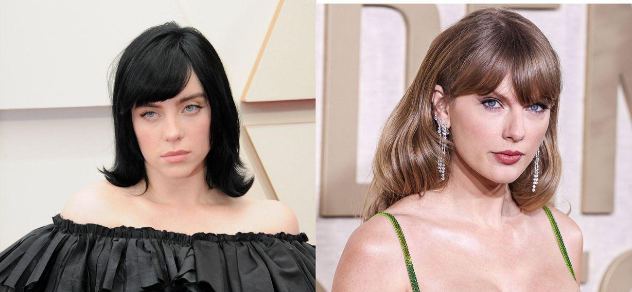 A photo collage of Billie Eilish and Taylor Swift