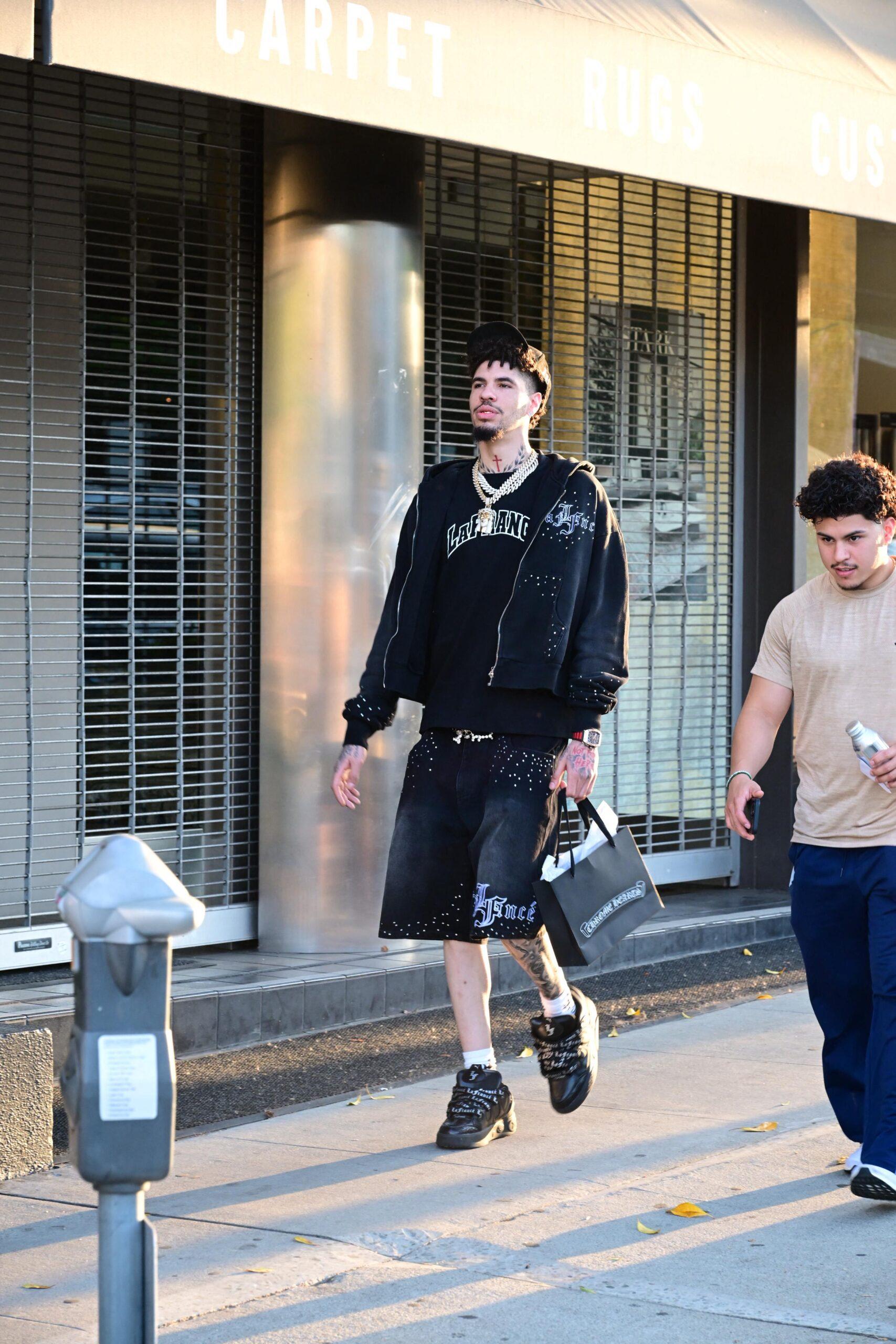 LaMelo Ball walking down the street.
