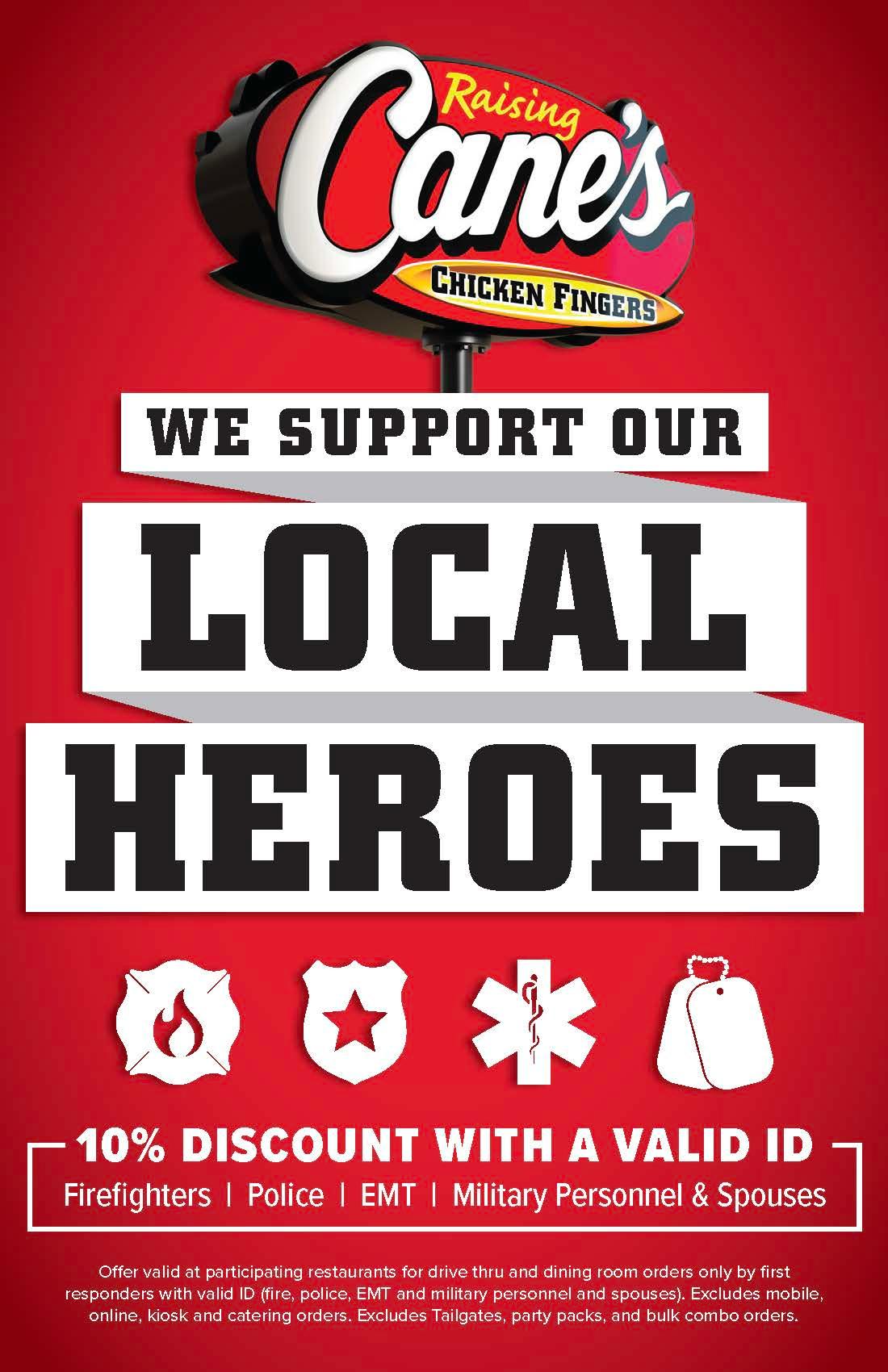 Hero discount promo graphic for Raising Cane's