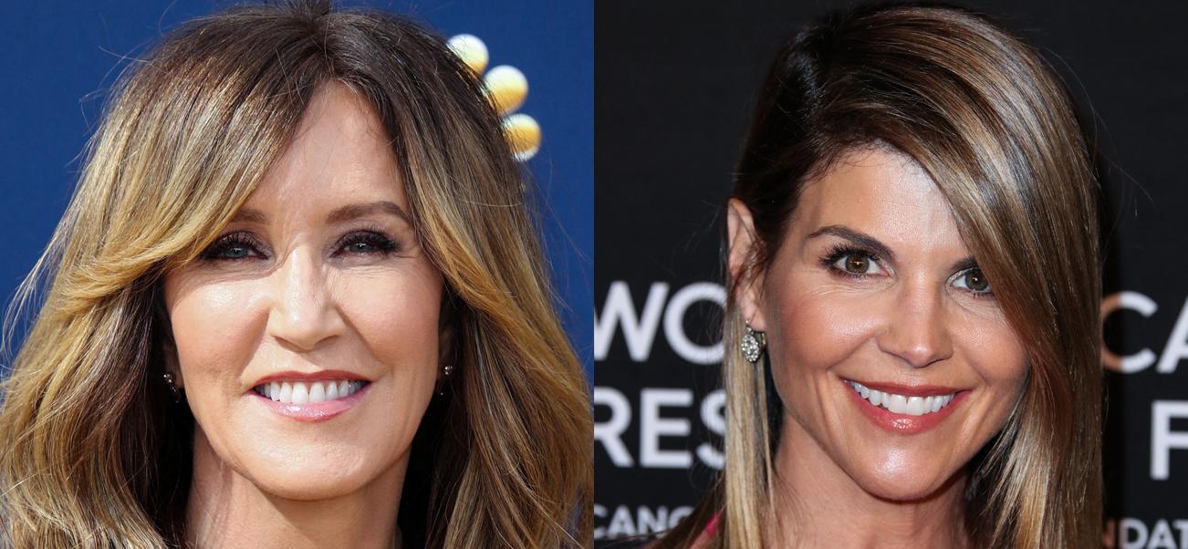 A photo collage of Felicity Huffman and Lori Loughlin
