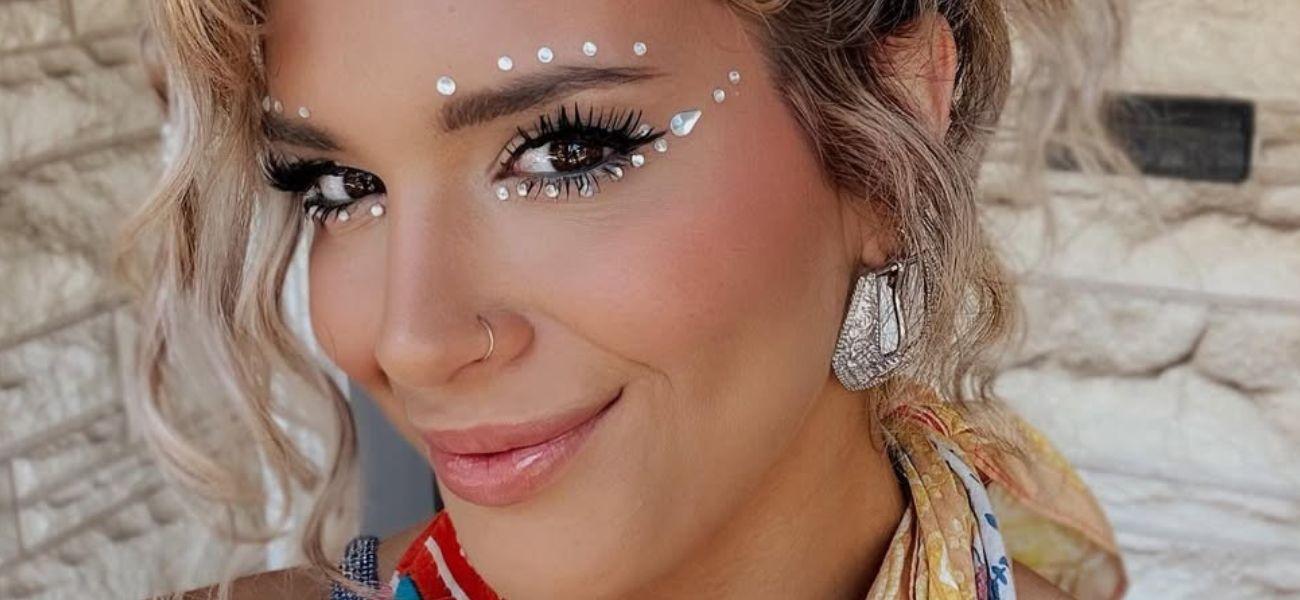 Cassidy Montalvo with gems on her face