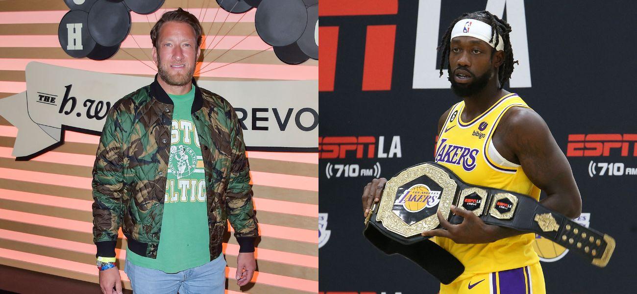 Photo collage of Patrick Beverley and Dave Portnoy.