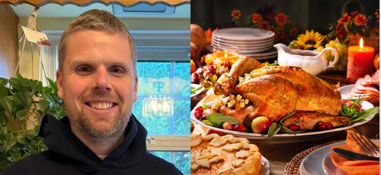 David Coleman (left) Thanksgiving dinner (right)