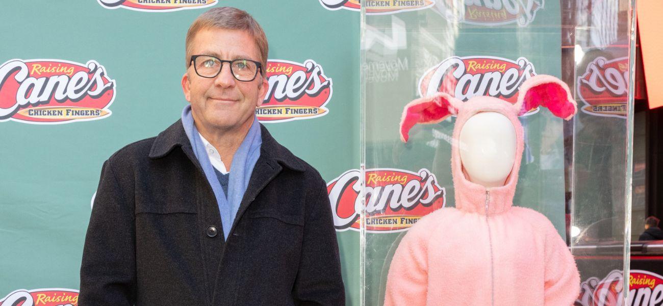 Peter Billingsley and the iconic pink bunny suit from A Christmas Story