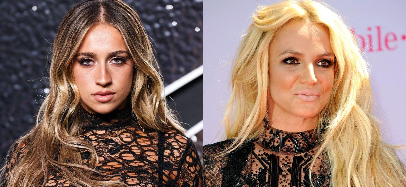 Photo collage of Tate McRae and Britney Spears.