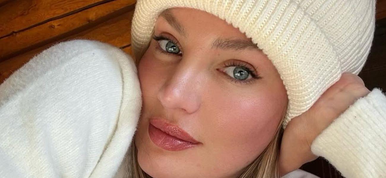 Candice Swanepoel selfie in a beanie