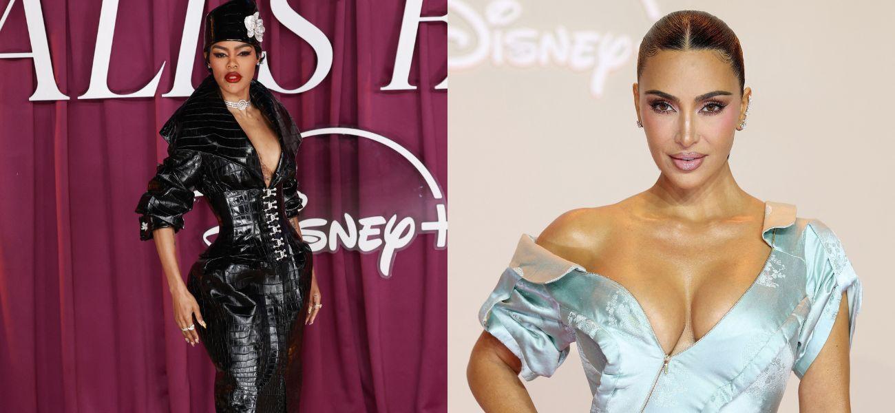 Photo collage of Kim Kardashian and Teyana Taylor.