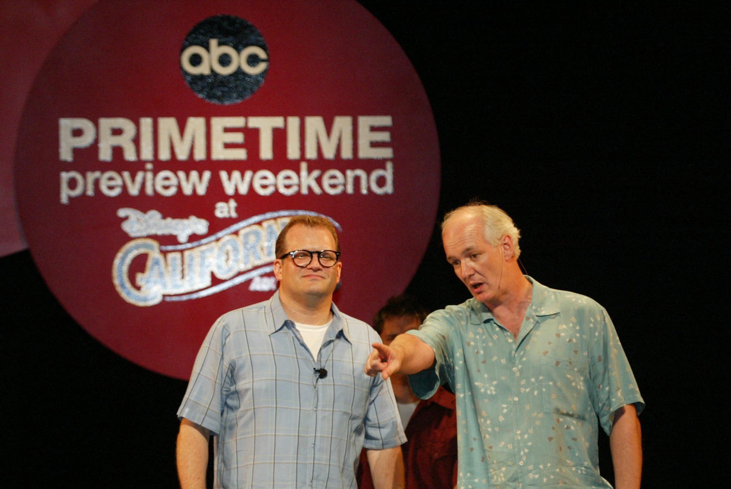 Colin Mochrie and Drew Carey at the first day of the ABC Primetime Preview Weekend at Disney's California Adventure