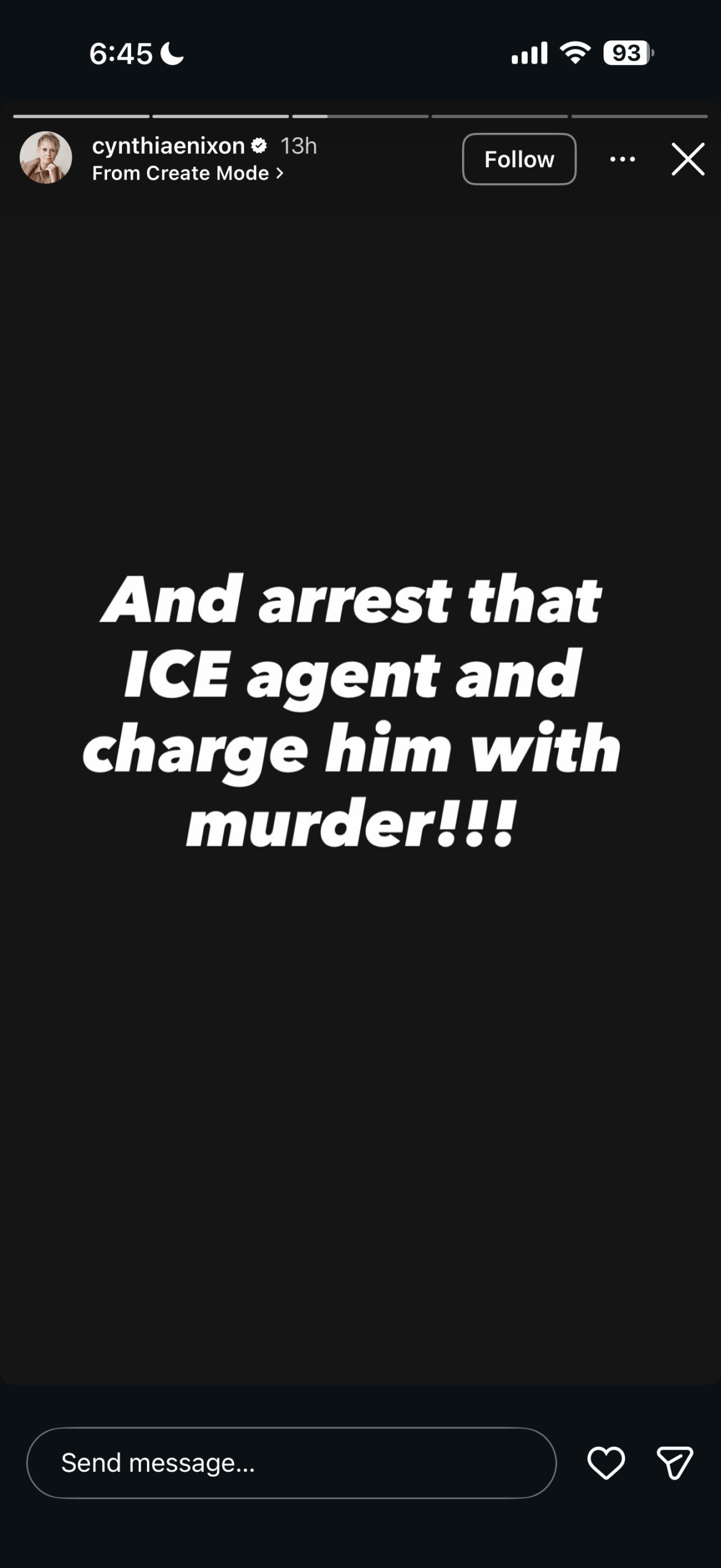 Cynthia Nixon's IG post. 