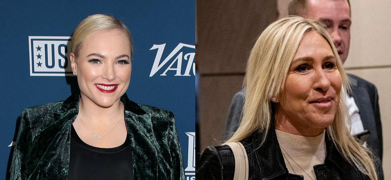 A photo collage of Meghan McCain, Marjorie Taylor Greene
