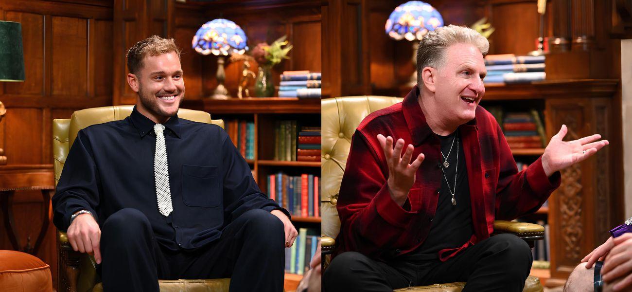Photo collage of Colton Underwood and Michael Rapaport.