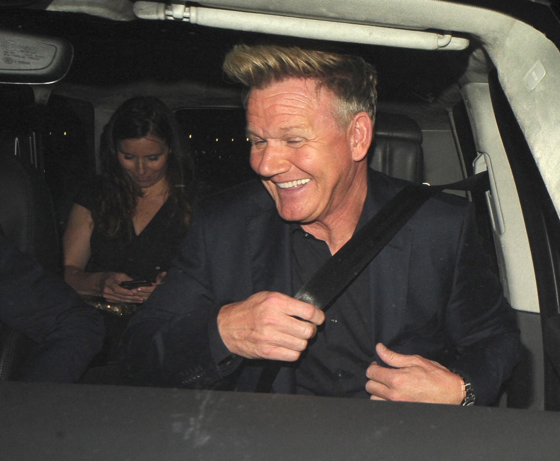 Gordon Ramsay and Tana Ramsay leaving Lucky Cat