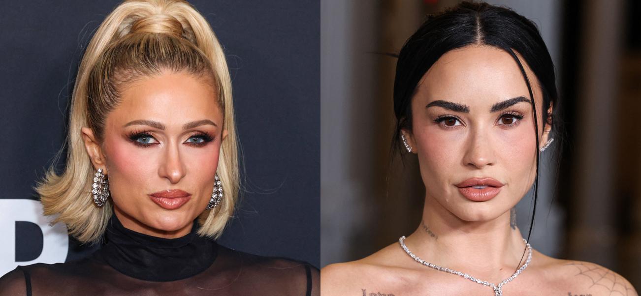 A photo collage of Paris Hilton and Demi Lovato