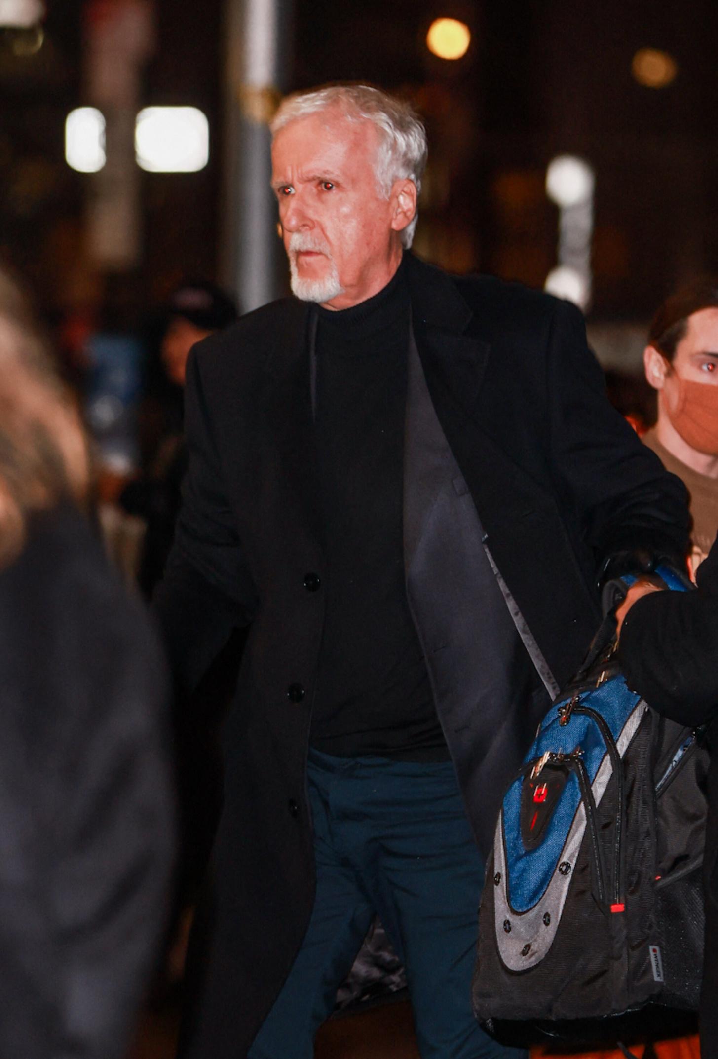 Avatar director James Cameron is seen arriving to the Late Show with Stephen Colbert tonight in New York City
