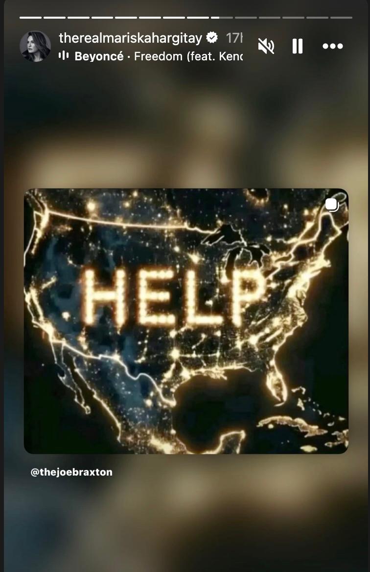 Mariska Hargitay's Instagram Stories of USA map