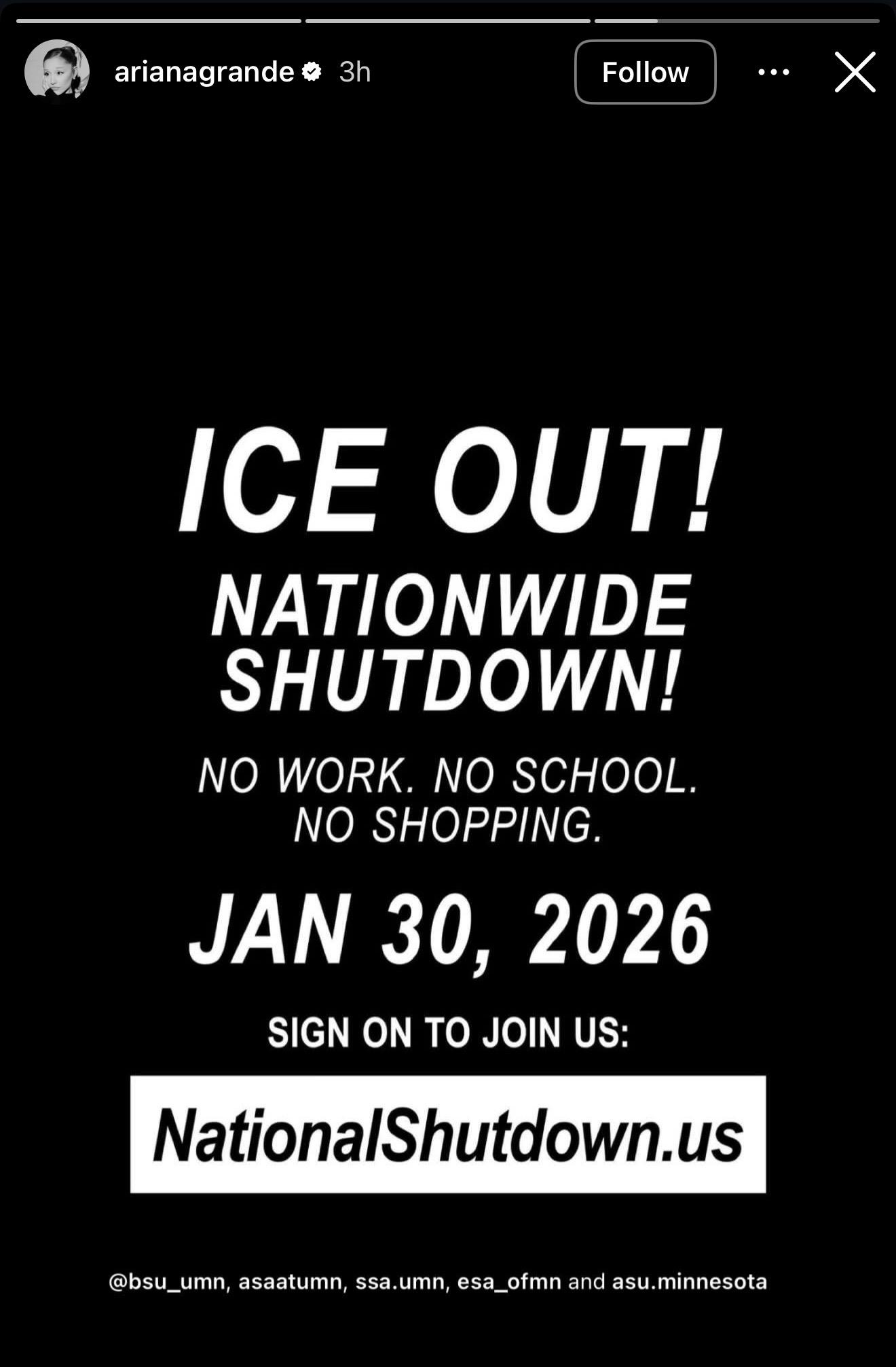 Ariana Grande apoya marcha contra ICE