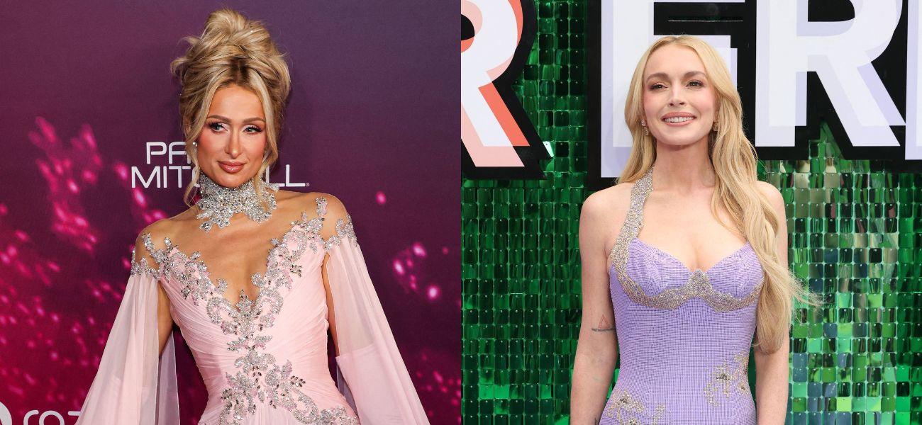 Paris Hilton and Lindsay Lohan posing