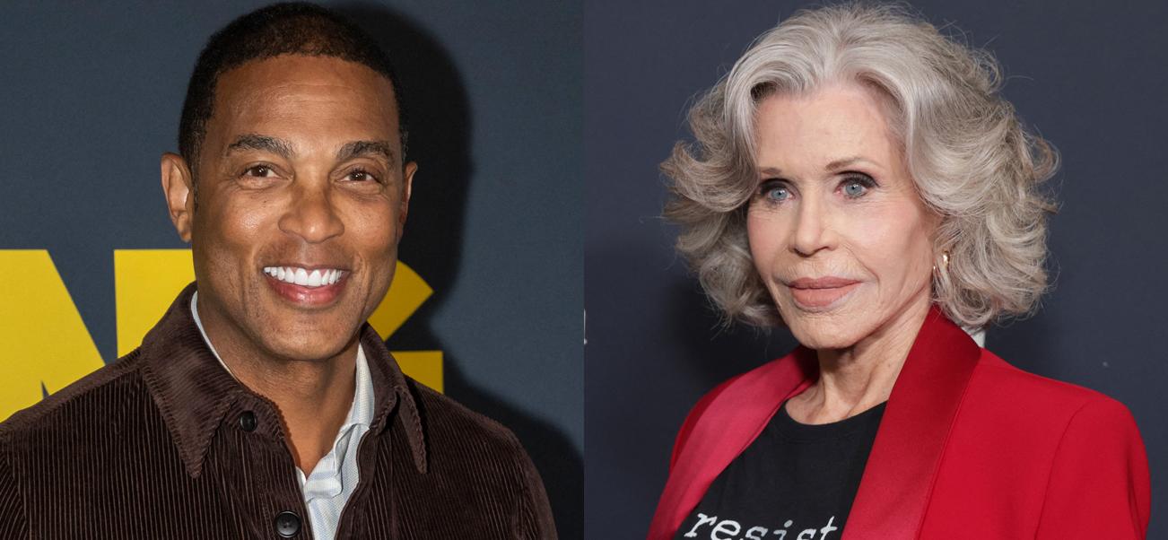 A photo collage of Don Lemon and Jane Fonda