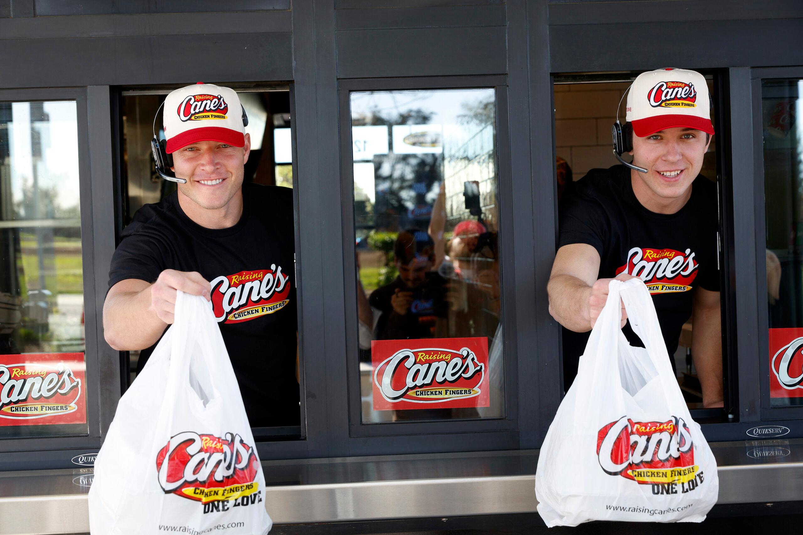 Christian and Luke McCaffrey Work Pre-Pro Bow Shift at Raising Cane's in the Bay Area During Super Bowl Week