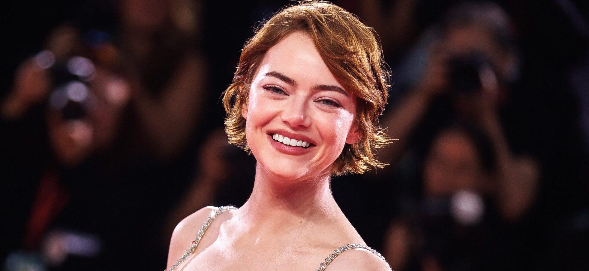 Emma Stone on the Red Carpet Of The Film Bugonia In Venice, Italy