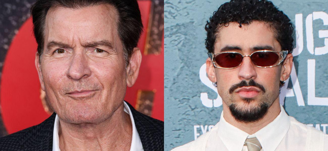 Charlie Sheen (left) Bad Bunny (right)
