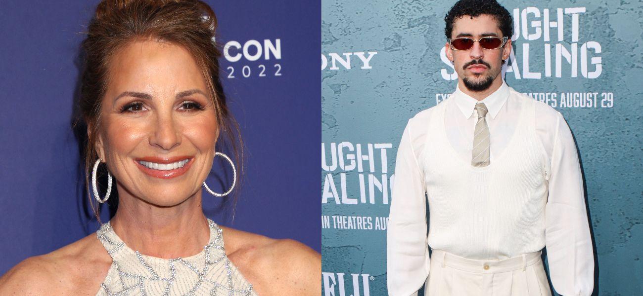 Photo collage of Jill Zarin and Bad Bunny.