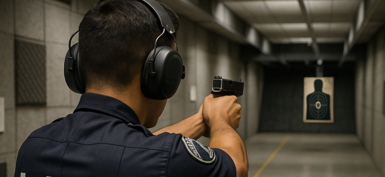 Police officer at a shooting range