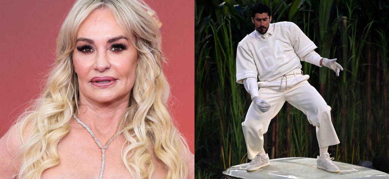 Photo collage of Bad Bunny and Taylor Armstrong.